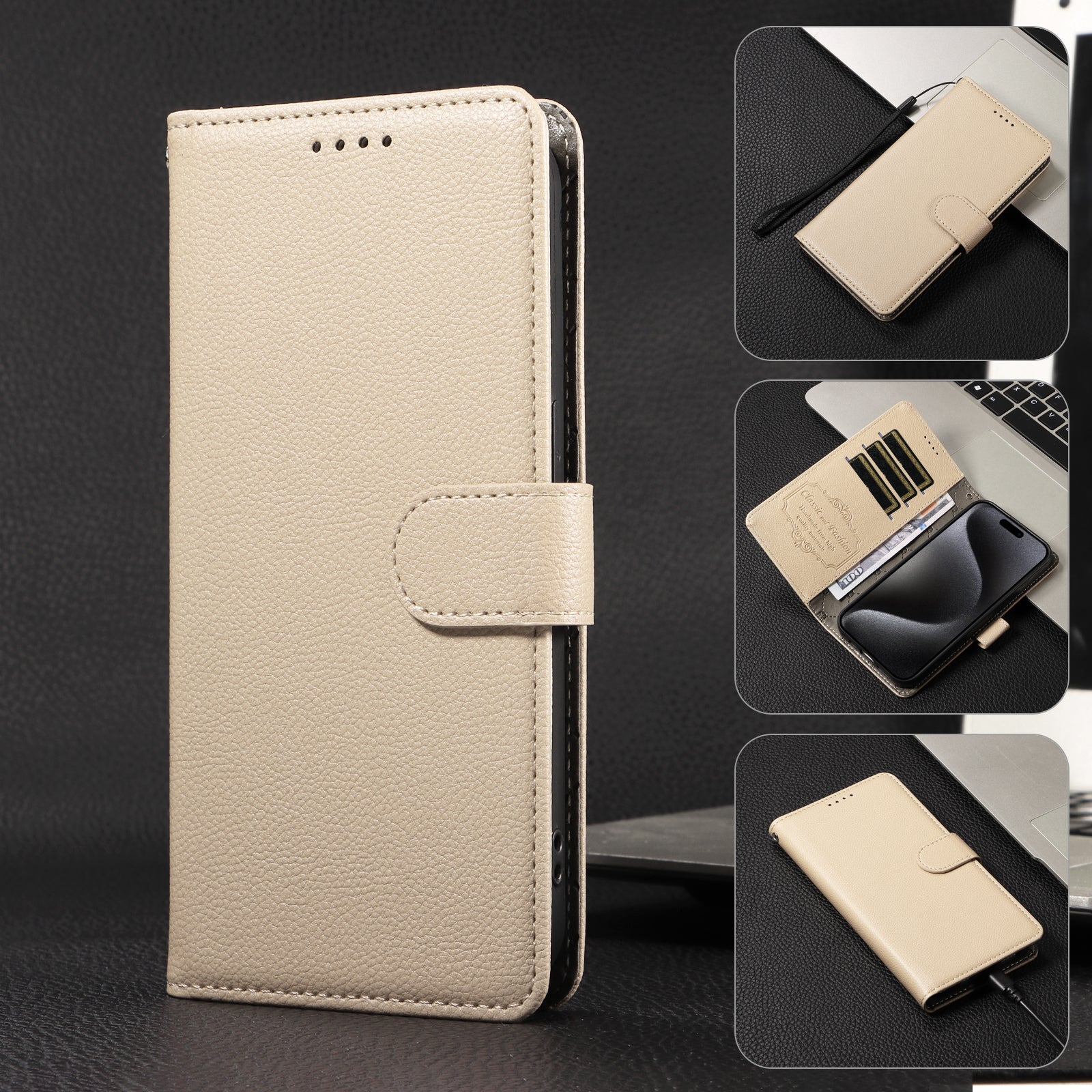 For vivo X300 Pro 5G Case RFID Blocking 3 Card Slots PU Leather Phone Cover with Wrist Strap