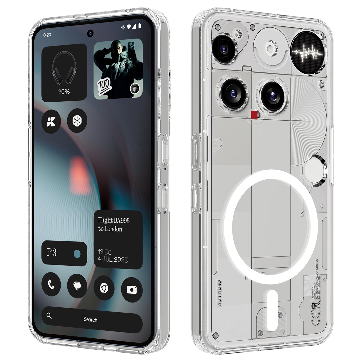 For Nothing Phone (3) 5G Clear Phone Case Compatible with MagSafe TPU+Acrylic Back Cover