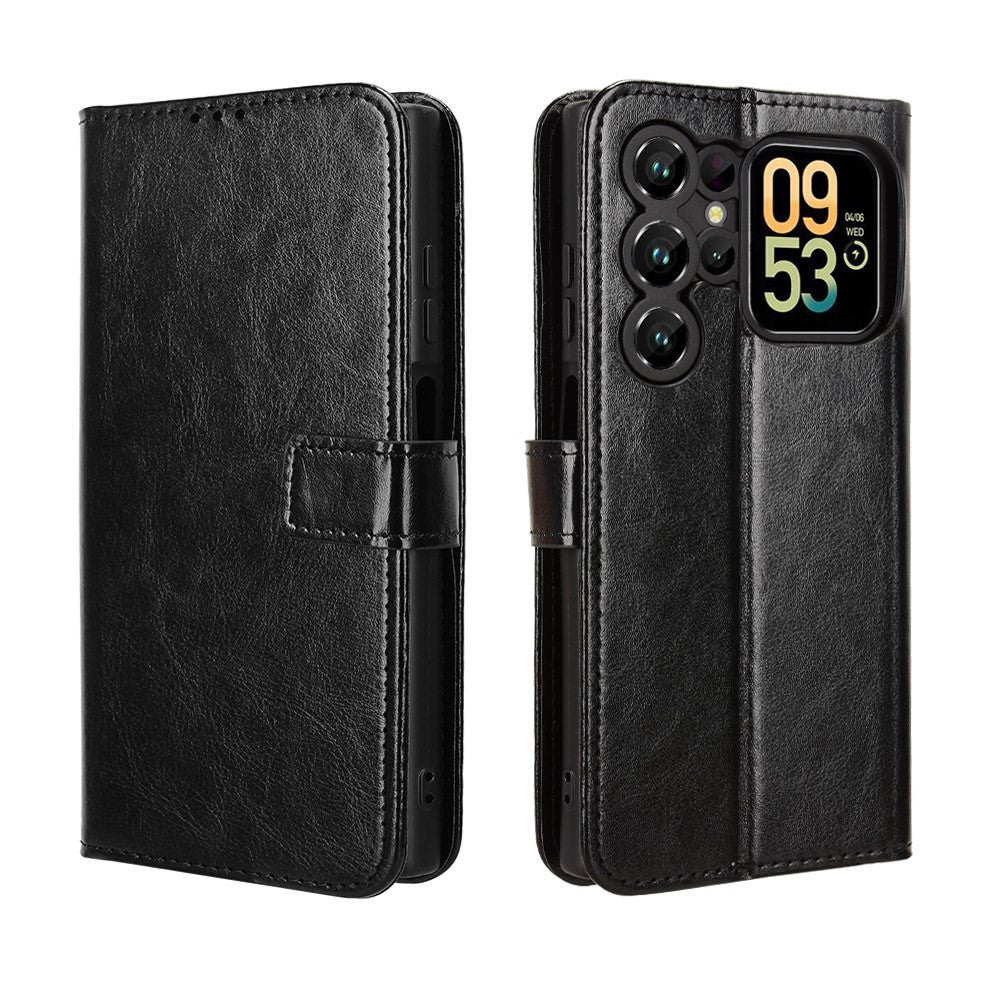 For Oukitel C62 / C62 Pro PU Leather Case with Strap Crazy Horse Texture Phone Wallet Cover