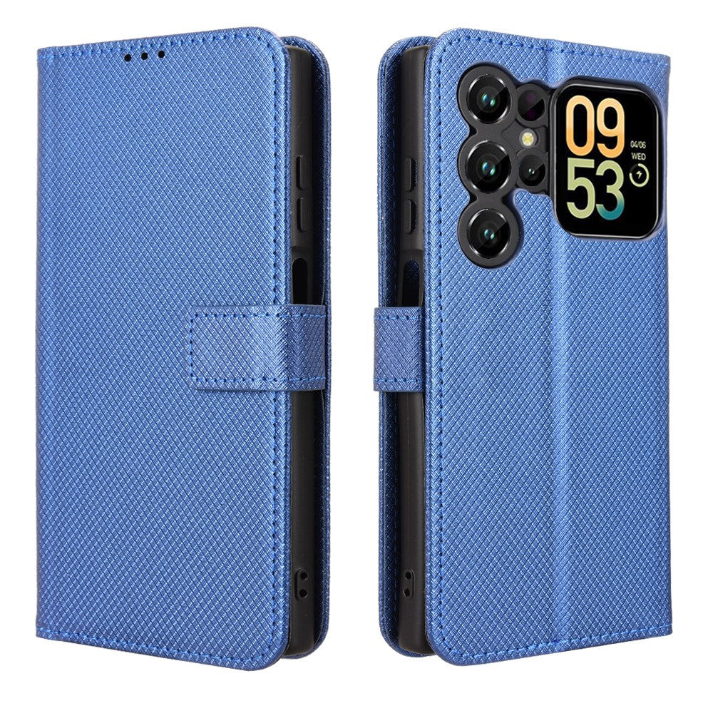 Funda tipo cartera de piel con correa y textura de diamante para Oukitel C62 / C62 Pro. 