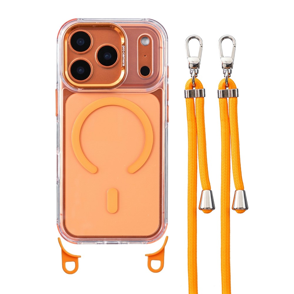 For iPhone 17 Pro Max Clear Case Compatible with MagSafe Shockproof PC+TPU Phone Cover with Long Lanyard