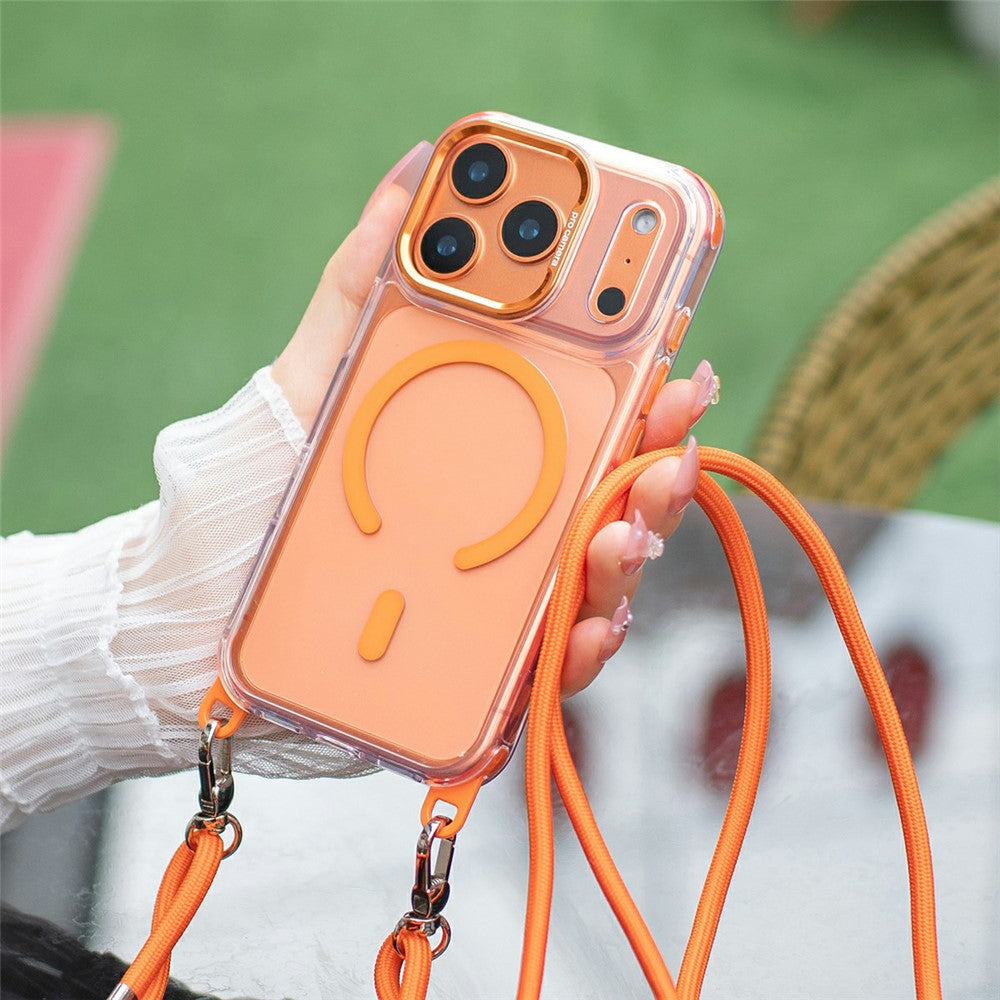 For iPhone 17 Pro Max Clear Case Compatible with MagSafe Shockproof PC+TPU Phone Cover with Long Lanyard