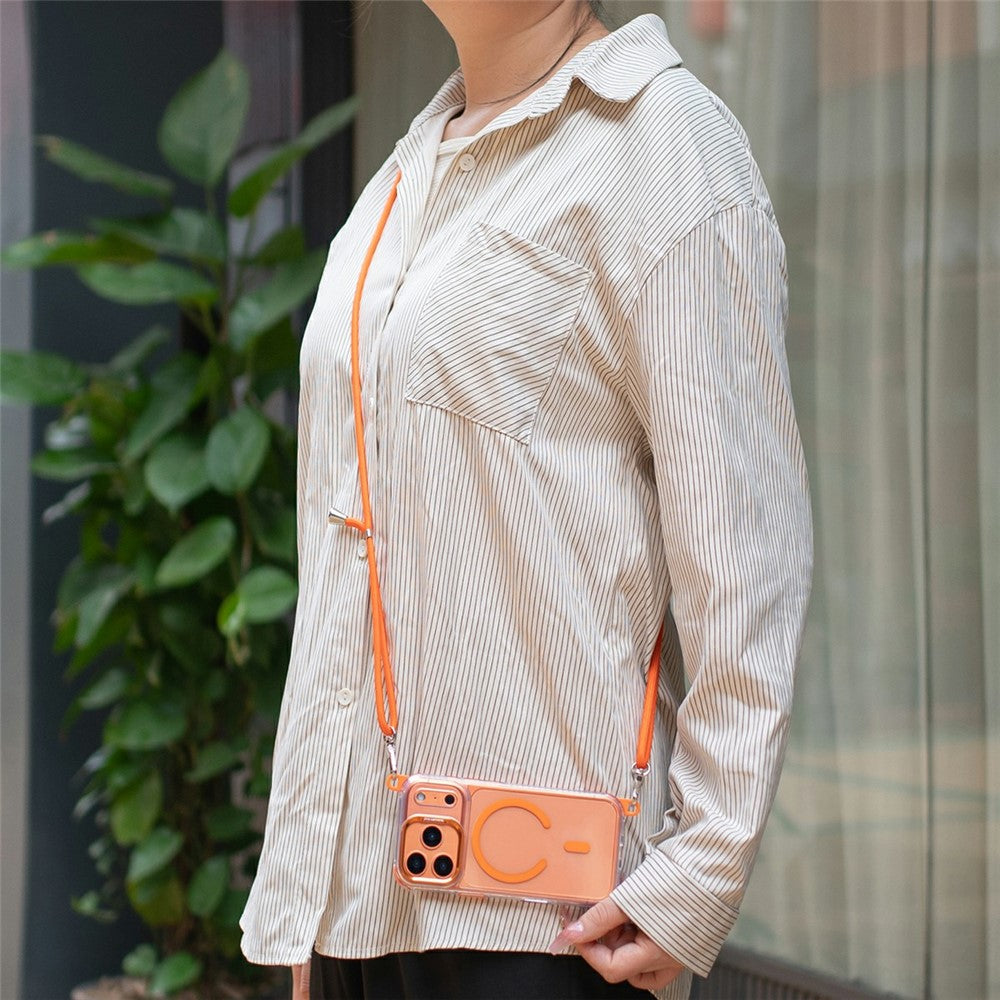 For iPhone 17 Pro Max Clear Case Compatible with MagSafe Shockproof PC+TPU Phone Cover with Long Lanyard