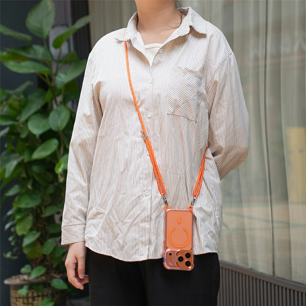 For iPhone 17 Pro Max Clear Case Compatible with MagSafe Shockproof PC+TPU Phone Cover with Long Lanyard