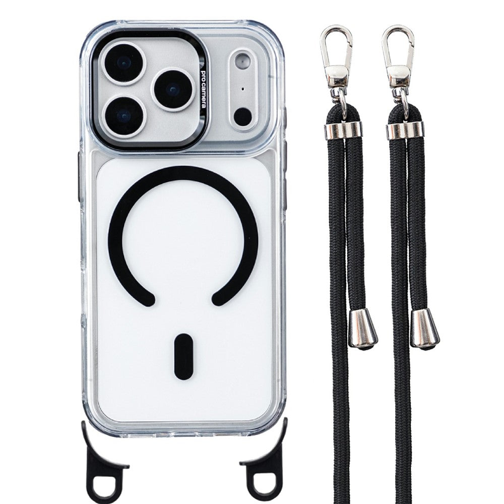 For iPhone 17 Pro Max Clear Case Compatible with MagSafe Shockproof PC+TPU Phone Cover with Long Lanyard