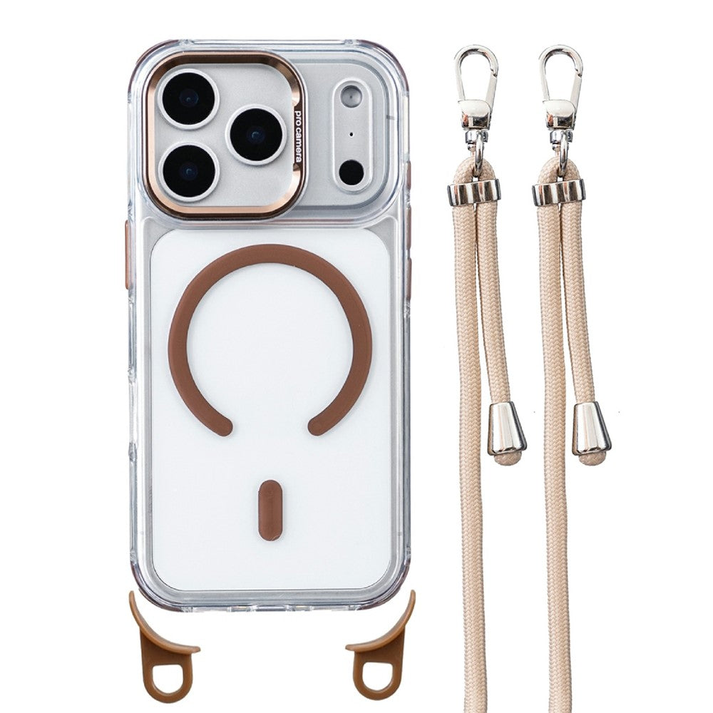 For iPhone 17 Pro Max Clear Case Compatible with MagSafe Shockproof PC+TPU Phone Cover with Long Lanyard