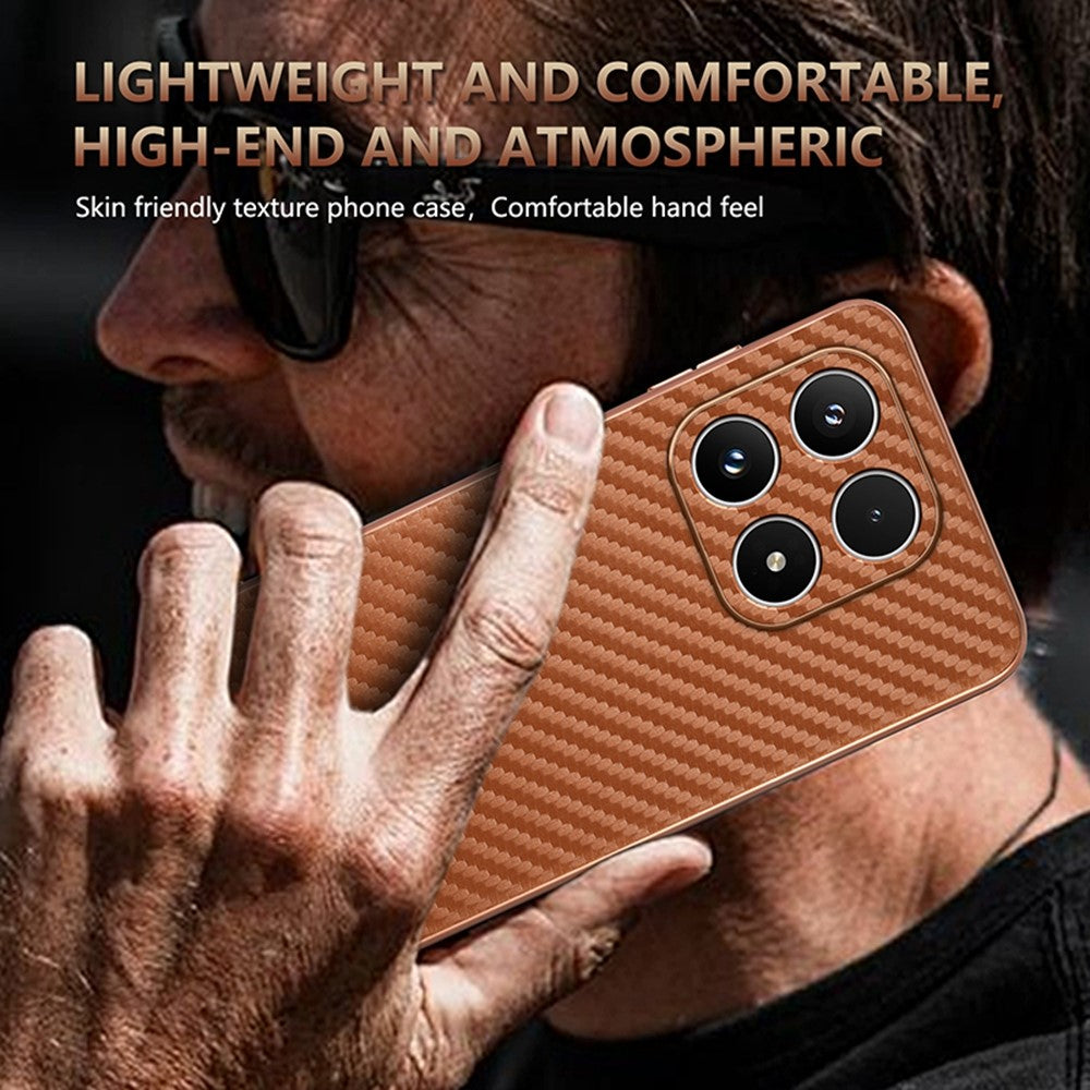 AZNS For Xiaomi 17 Case Electroplating Carbon Fiber Texture PU + TPU Phone Cover