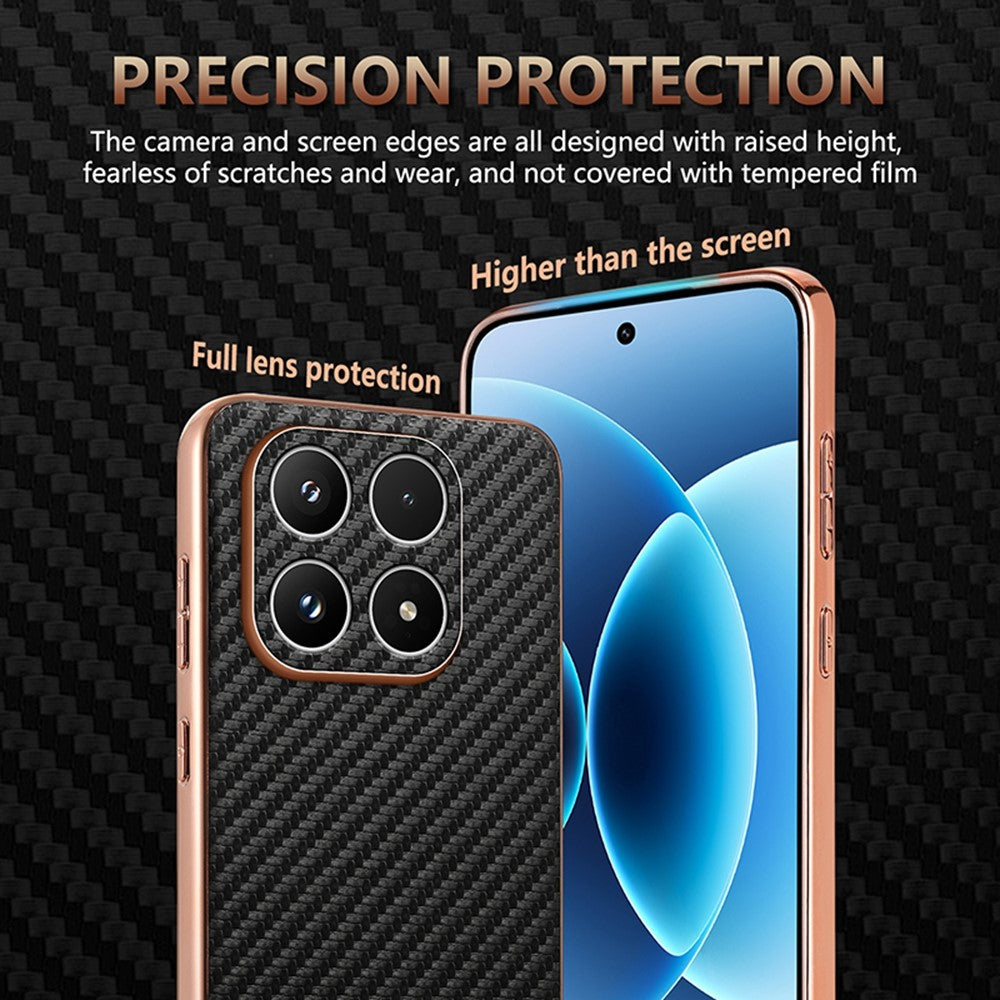 AZNS For Xiaomi 17 Case Electroplating Carbon Fiber Texture PU + TPU Phone Cover