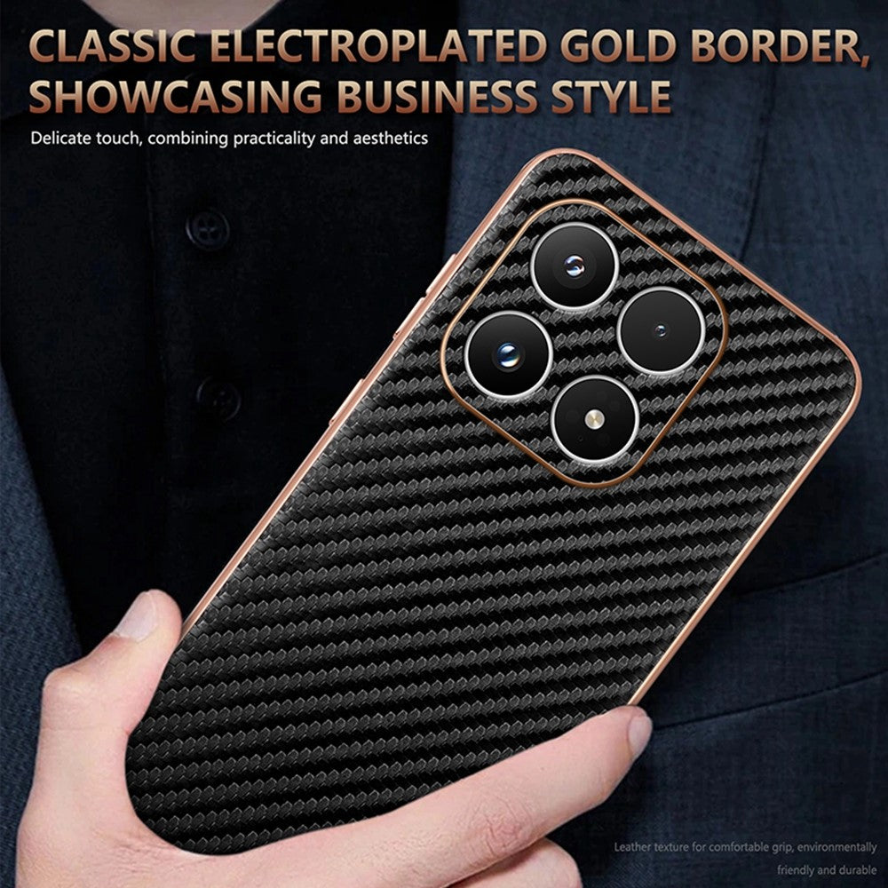 AZNS For Xiaomi 17 Case Electroplating Carbon Fiber Texture PU + TPU Phone Cover