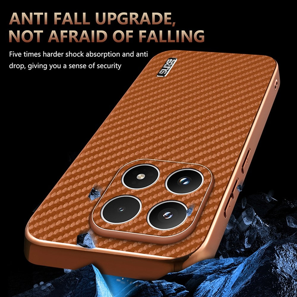 AZNS For Xiaomi 17 Case Electroplating Carbon Fiber Texture PU + TPU Phone Cover