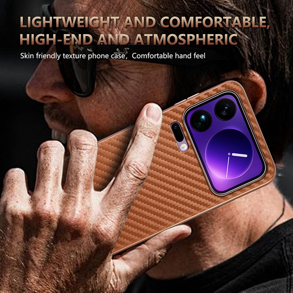 AZNS For Xiaomi 17 Pro Max Case Electroplating Carbon Fiber Texture PU + TPU Phone Cover