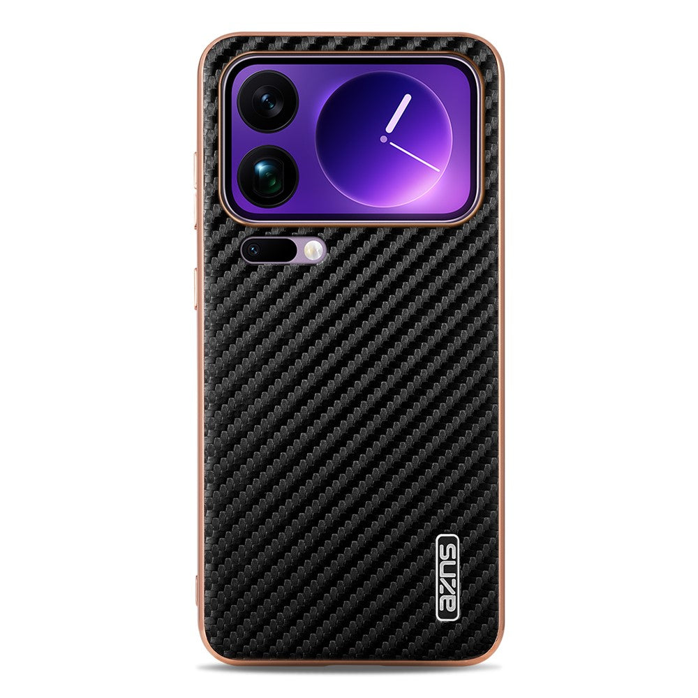 AZNS For Xiaomi 17 Pro Max Case Electroplating Carbon Fiber Texture PU + TPU Phone Cover
