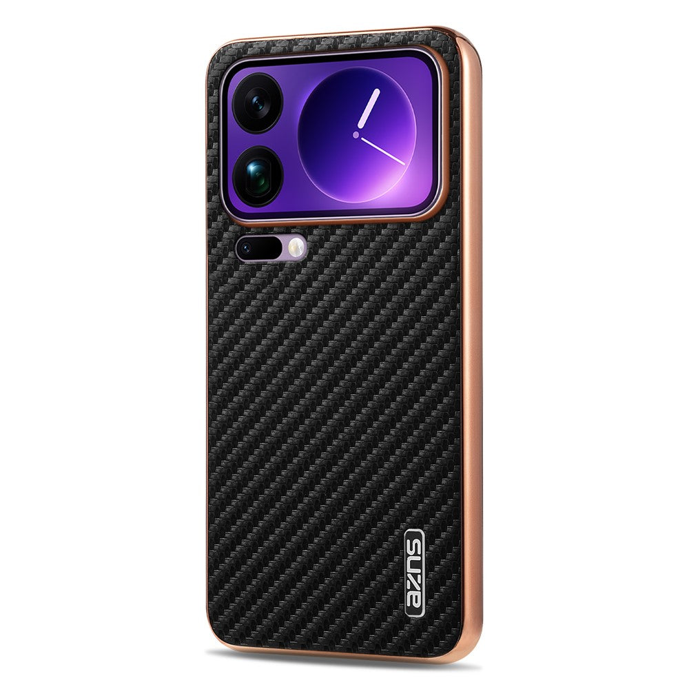 AZNS For Xiaomi 17 Pro Max Case Electroplating Carbon Fiber Texture PU + TPU Phone Cover