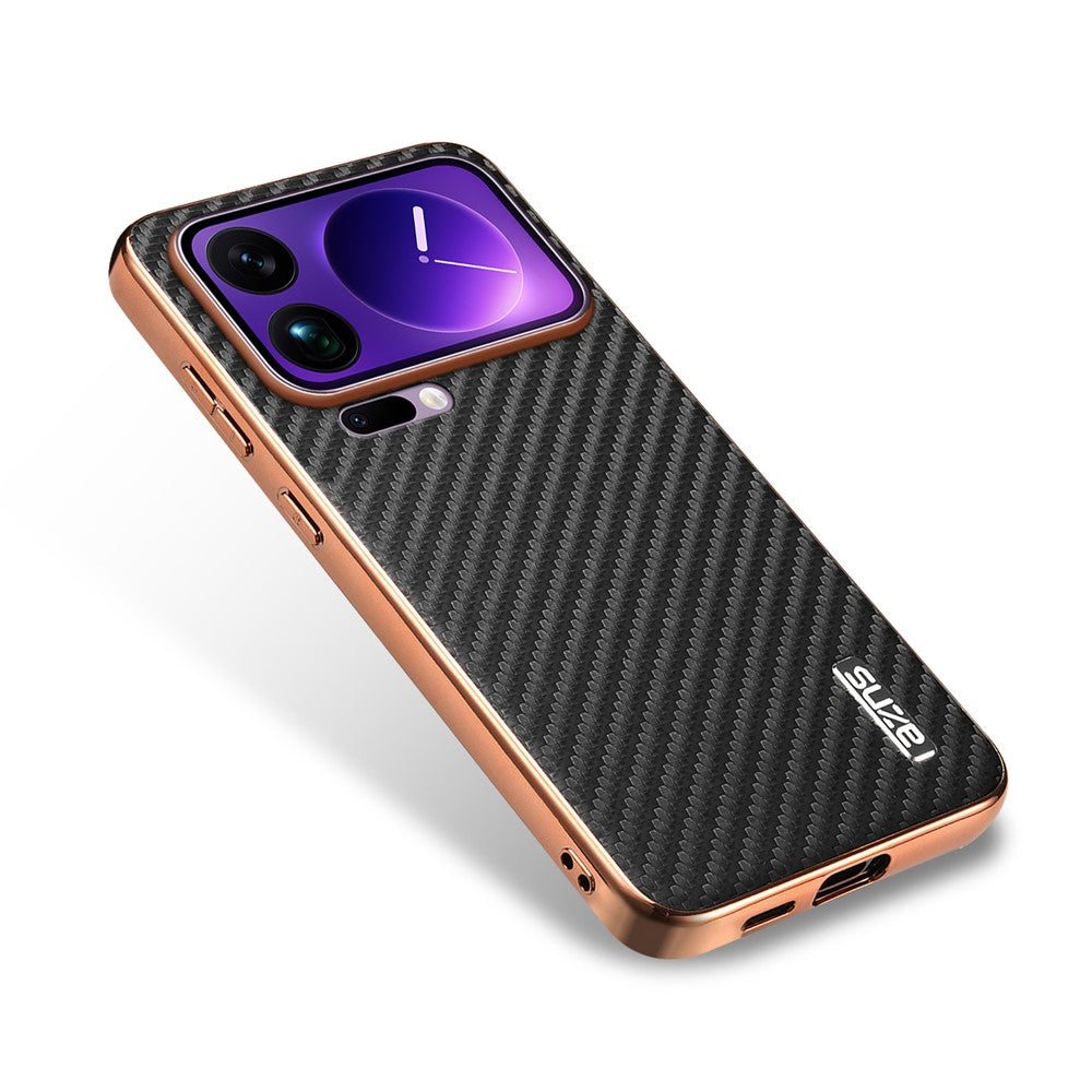 AZNS For Xiaomi 17 Pro Max Case Electroplating Carbon Fiber Texture PU + TPU Phone Cover