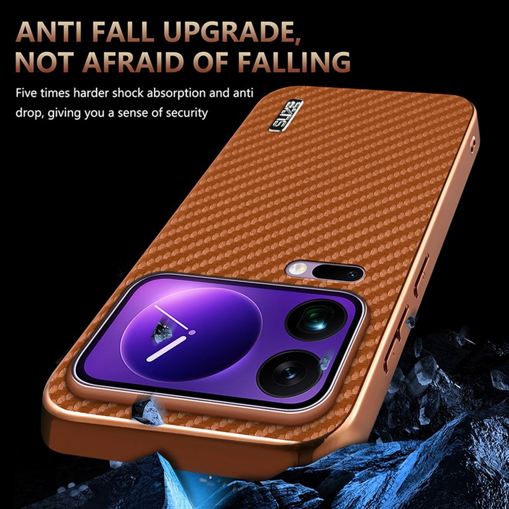 AZNS For Xiaomi 17 Pro Max Case Electroplating Carbon Fiber Texture PU + TPU Phone Cover