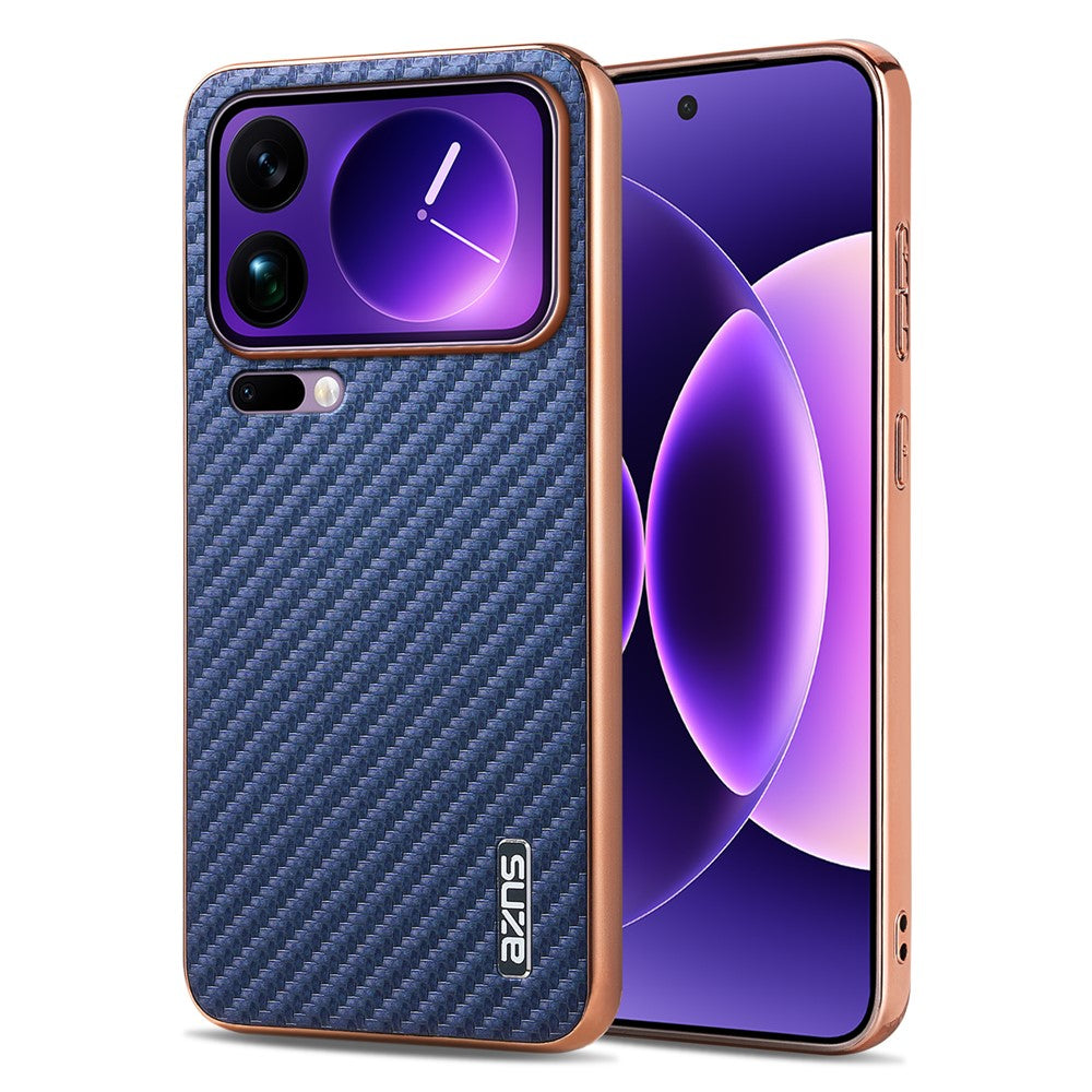 AZNS For Xiaomi 17 Pro Max Case Electroplating Carbon Fiber Texture PU + TPU Phone Cover