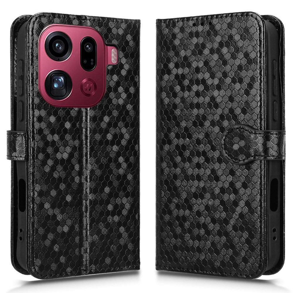 For Oppo Find X9 Pro 5G Wallet Case Dot Pattern Imprint PU Leather Phone Cover with Wrist Strap