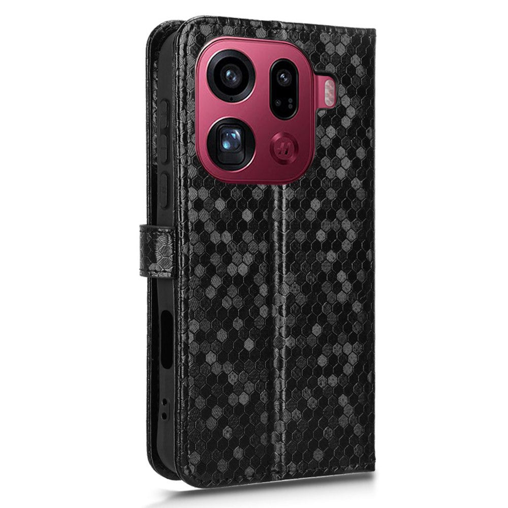 For Oppo Find X9 Pro 5G Wallet Case Dot Pattern Imprint PU Leather Phone Cover with Wrist Strap