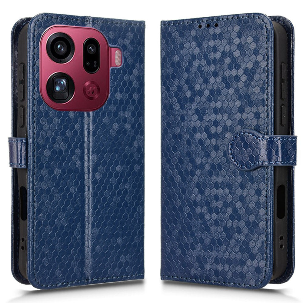 For Oppo Find X9 Pro 5G Wallet Case Dot Pattern Imprint PU Leather Phone Cover with Wrist Strap