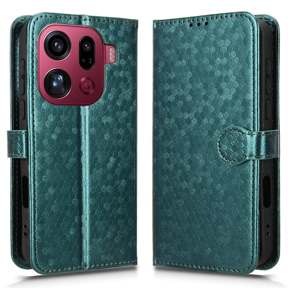For Oppo Find X9 Pro 5G Wallet Case Dot Pattern Imprint PU Leather Phone Cover with Wrist Strap