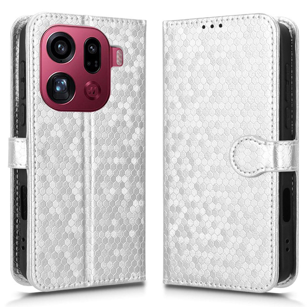 For Oppo Find X9 Pro 5G Wallet Case Dot Pattern Imprint PU Leather Phone Cover with Wrist Strap