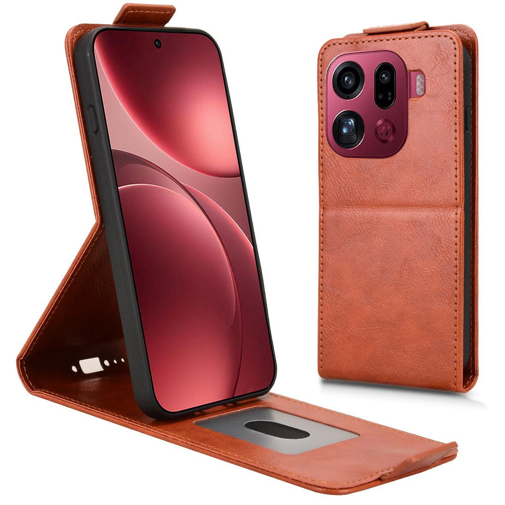 For Oppo Find X9 Pro 5G Stand Case Magnetic Clasp Vertical Flip Leather Phone Cover with Card Holder