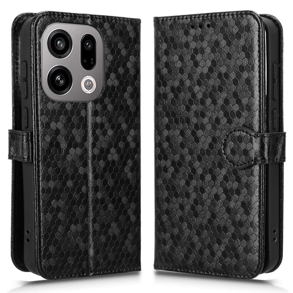 For Oppo Find X9 5G Wallet Case Dot Pattern Imprint PU Leather Phone Cover with Wrist Strap