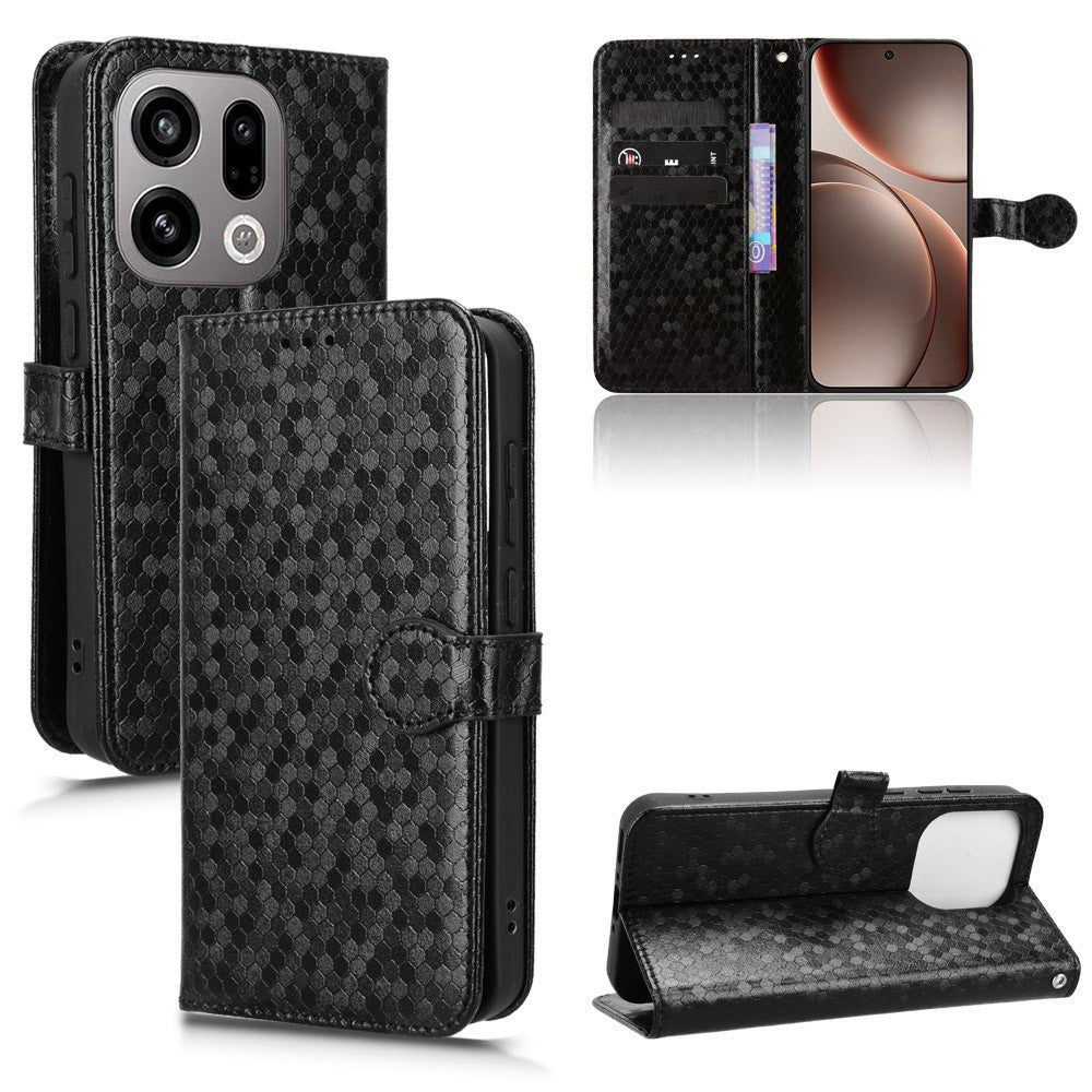For Oppo Find X9 5G Wallet Case Dot Pattern Imprint PU Leather Phone Cover with Wrist Strap