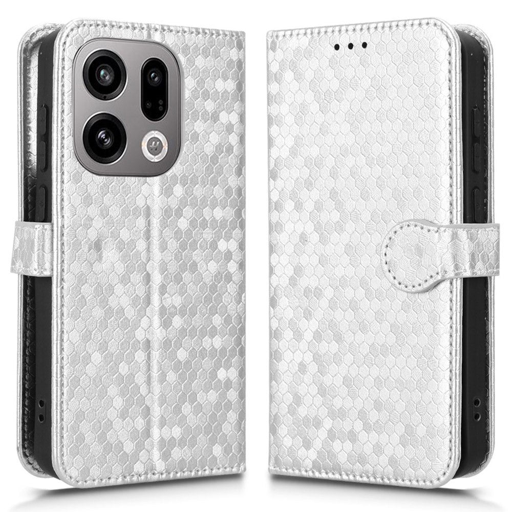 For Oppo Find X9 5G Wallet Case Dot Pattern Imprint PU Leather Phone Cover with Wrist Strap
