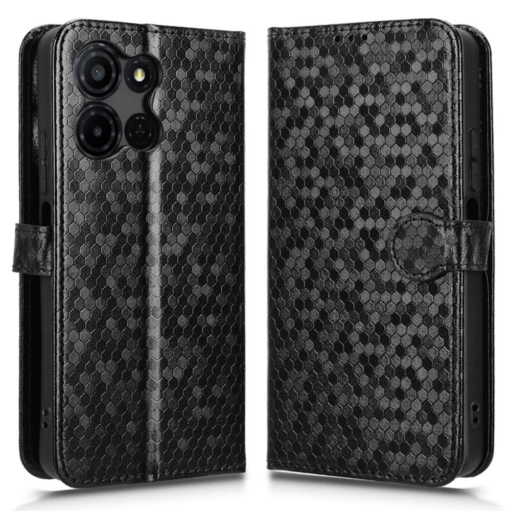 For TCL K33 5G  /  K32 5G Wallet Case Dot Pattern Imprint PU Leather Phone Cover with Wrist Strap