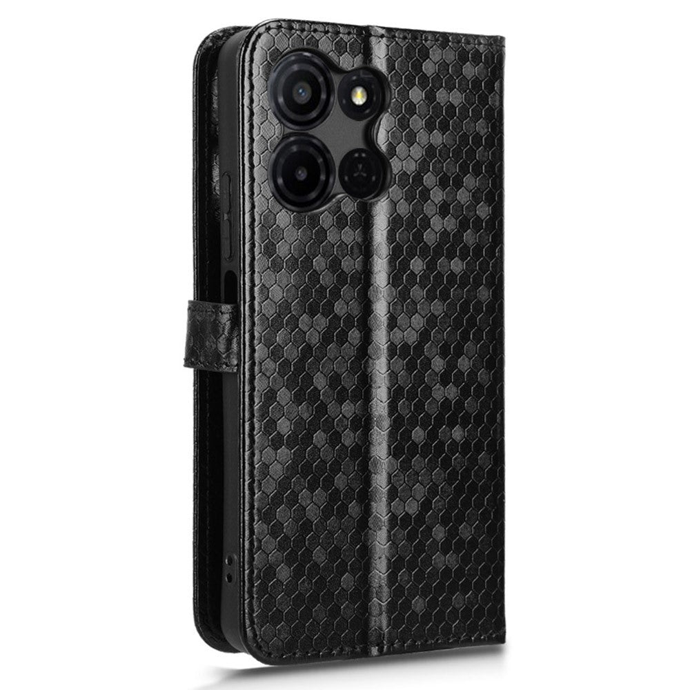 For TCL K33 5G  /  K32 5G Wallet Case Dot Pattern Imprint PU Leather Phone Cover with Wrist Strap
