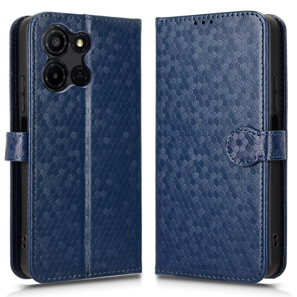 For TCL K33 5G  /  K32 5G Wallet Case Dot Pattern Imprint PU Leather Phone Cover with Wrist Strap