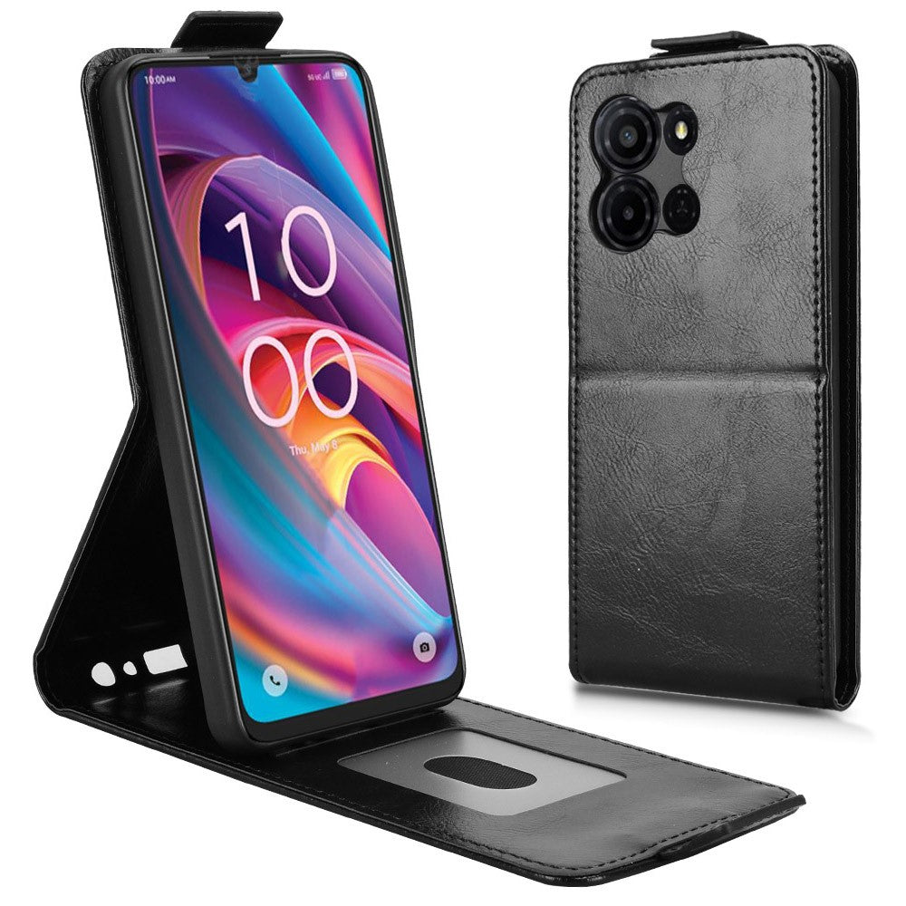 For TCL K33 5G  /  K32 5G Stand Case Magnetic Clasp Vertical Flip Leather Phone Cover with Card Holder