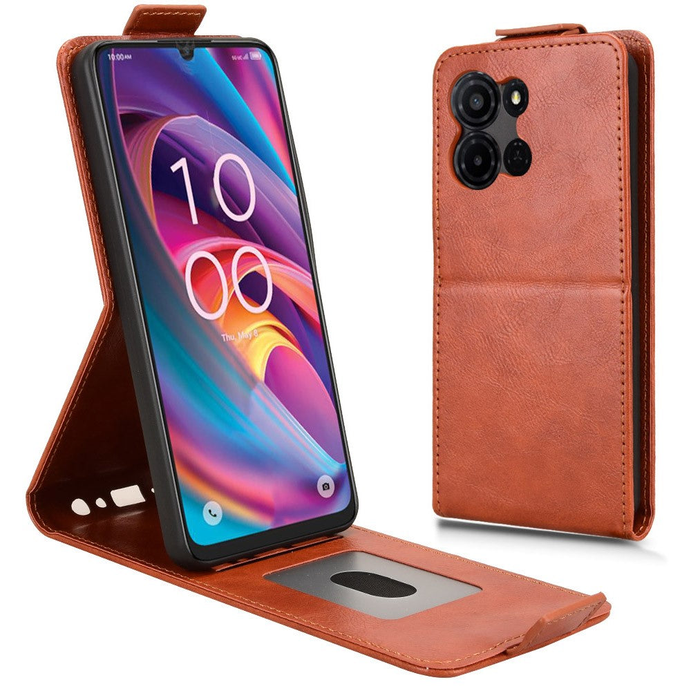 For TCL K33 5G  /  K32 5G Stand Case Magnetic Clasp Vertical Flip Leather Phone Cover with Card Holder