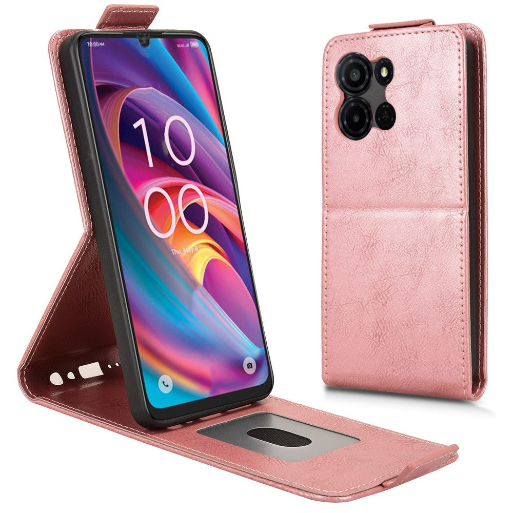 For TCL K33 5G  /  K32 5G Stand Case Magnetic Clasp Vertical Flip Leather Phone Cover with Card Holder