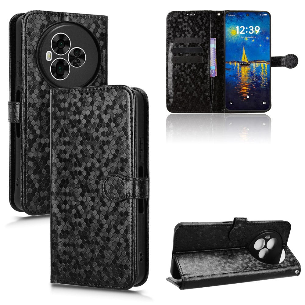 For TCL NxtPaper 60 Ultra 5G Wallet Case Dot Pattern Imprint PU Leather Phone Cover with Wrist Strap
