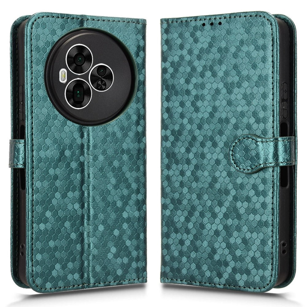 Funda tipo cartera para TCL NxtPaper 60 Ultra 5G, de piel sintética con estampado de puntos y correa de muñeca.