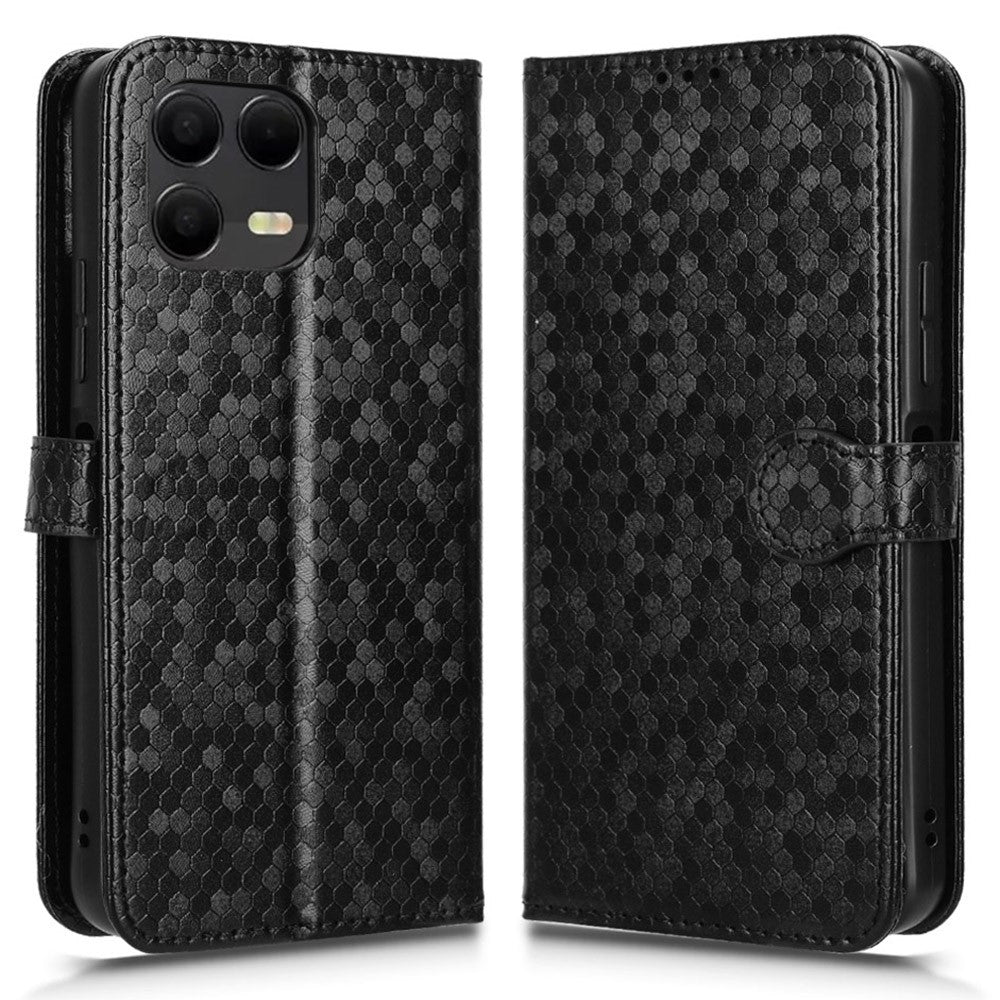 For T-Mobile Revvl 8 Pro  /  T Phone 3 Pro Wallet Case Dot Pattern Imprint PU Leather Phone Cover with Wrist Strap
