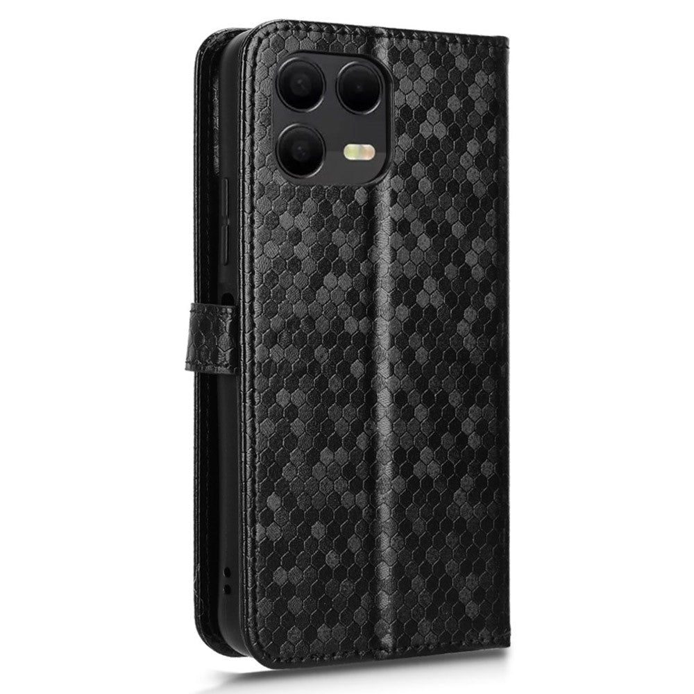 For T-Mobile Revvl 8 Pro  /  T Phone 3 Pro Wallet Case Dot Pattern Imprint PU Leather Phone Cover with Wrist Strap