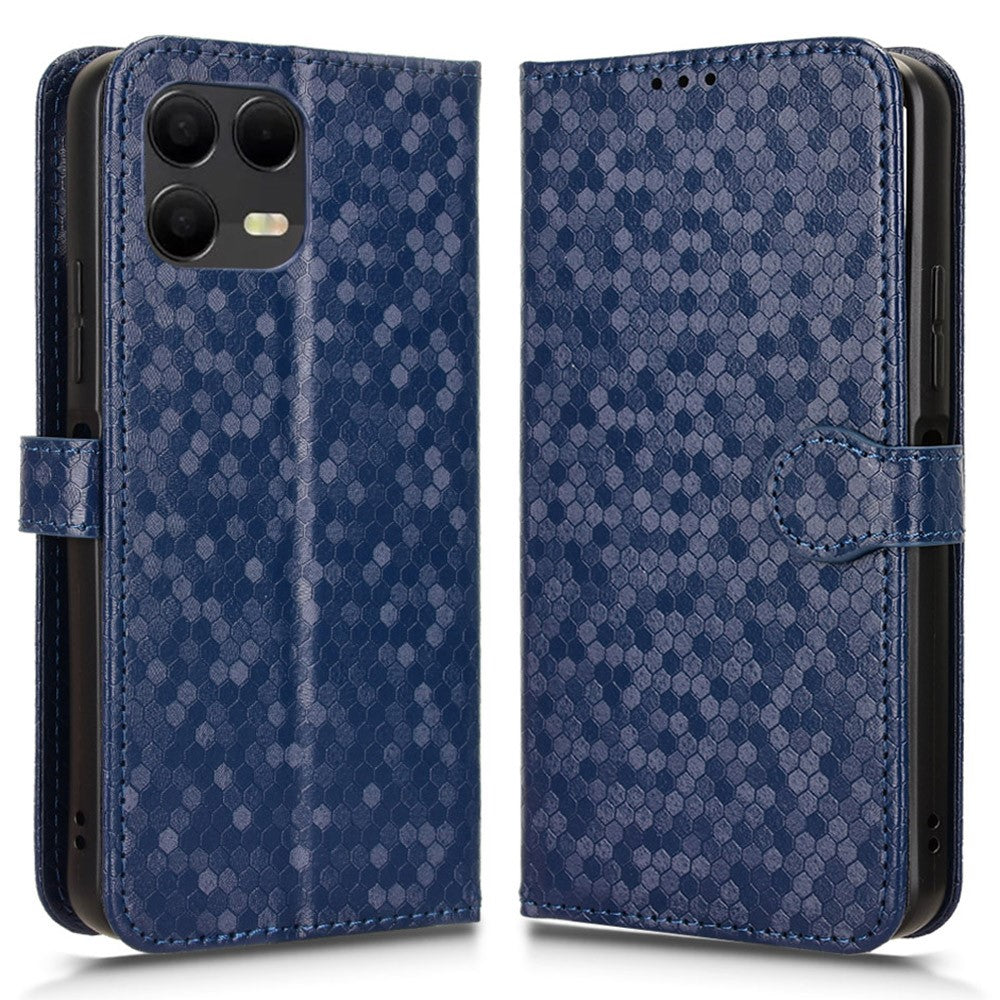 For T-Mobile Revvl 8 Pro  /  T Phone 3 Pro Wallet Case Dot Pattern Imprint PU Leather Phone Cover with Wrist Strap