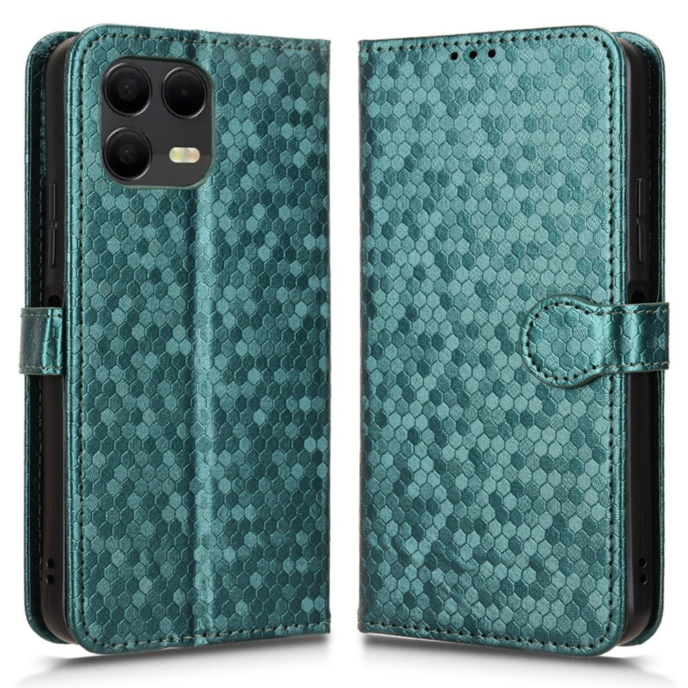 For T-Mobile Revvl 8 Pro  /  T Phone 3 Pro Wallet Case Dot Pattern Imprint PU Leather Phone Cover with Wrist Strap