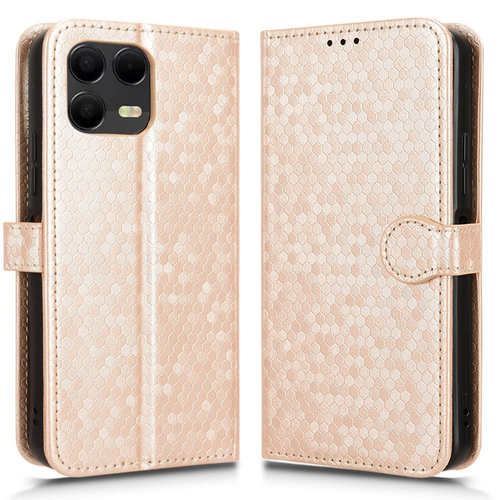 For T-Mobile Revvl 8 Pro  /  T Phone 3 Pro Wallet Case Dot Pattern Imprint PU Leather Phone Cover with Wrist Strap