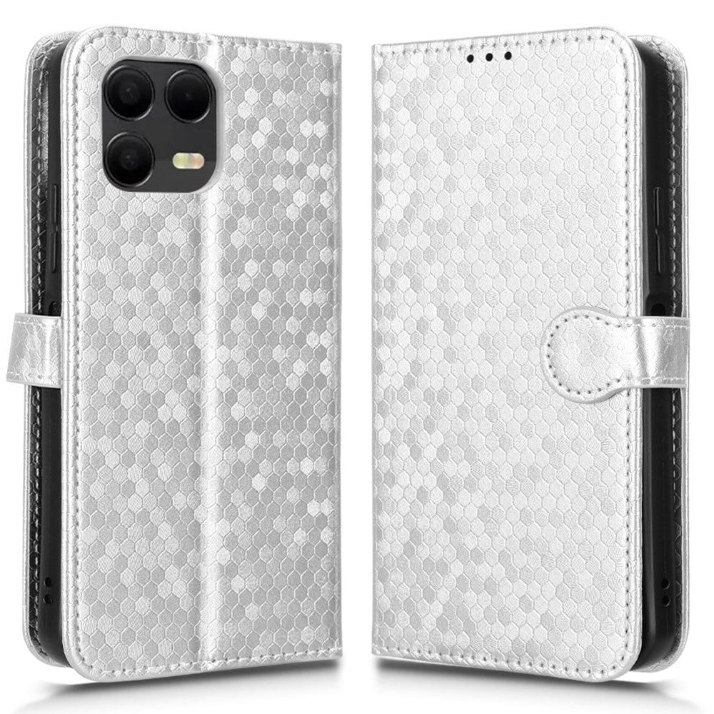 For T-Mobile Revvl 8 Pro  /  T Phone 3 Pro Wallet Case Dot Pattern Imprint PU Leather Phone Cover with Wrist Strap