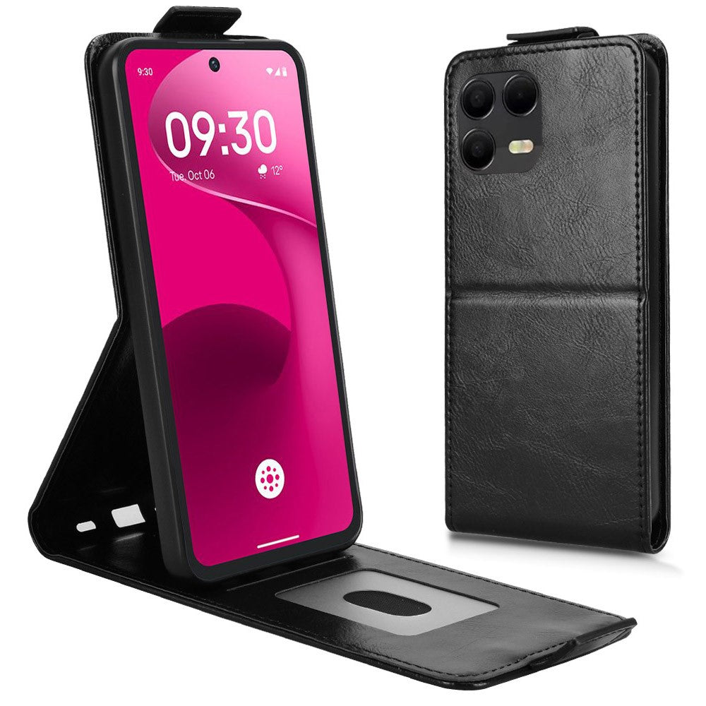 For T-Mobile Revvl 8 Pro  /  T Phone 3 Pro Stand Case Magnetic Clasp Vertical Flip Leather Phone Cover with Card Holder