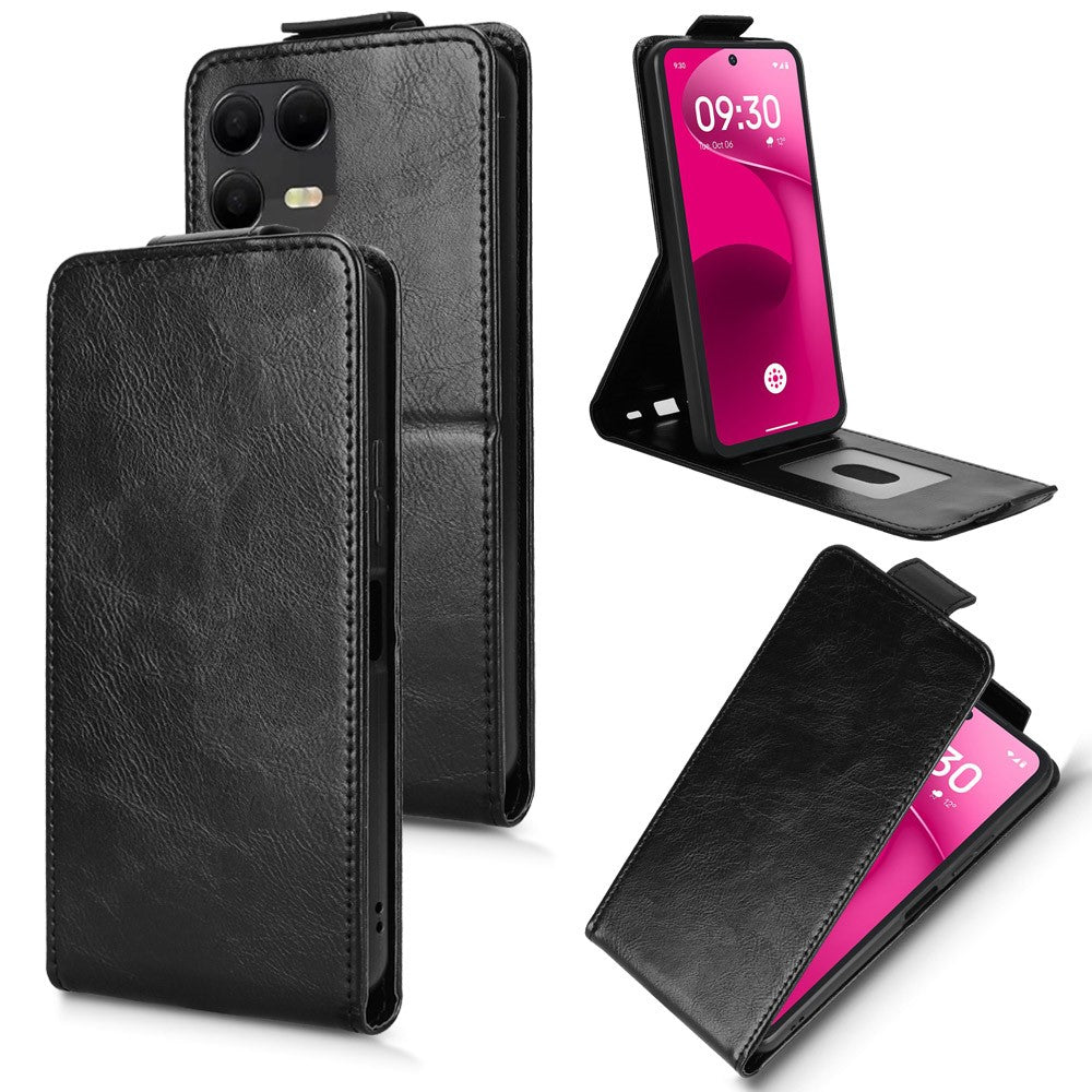For T-Mobile Revvl 8 Pro  /  T Phone 3 Pro Stand Case Magnetic Clasp Vertical Flip Leather Phone Cover with Card Holder