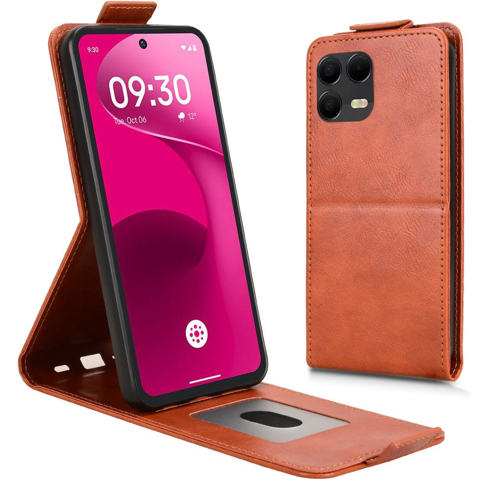 For T-Mobile Revvl 8 Pro  /  T Phone 3 Pro Stand Case Magnetic Clasp Vertical Flip Leather Phone Cover with Card Holder