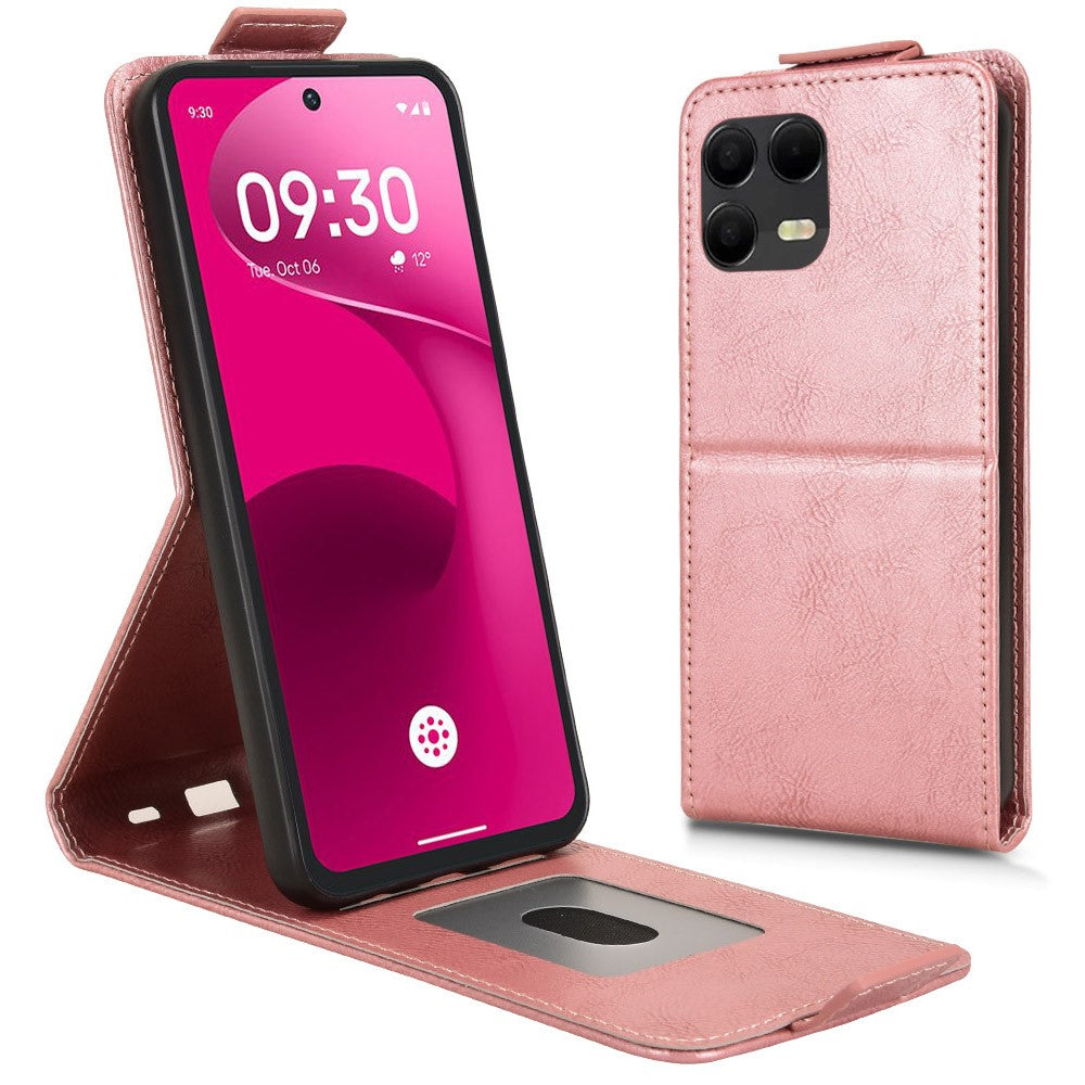 For T-Mobile Revvl 8 Pro  /  T Phone 3 Pro Stand Case Magnetic Clasp Vertical Flip Leather Phone Cover with Card Holder