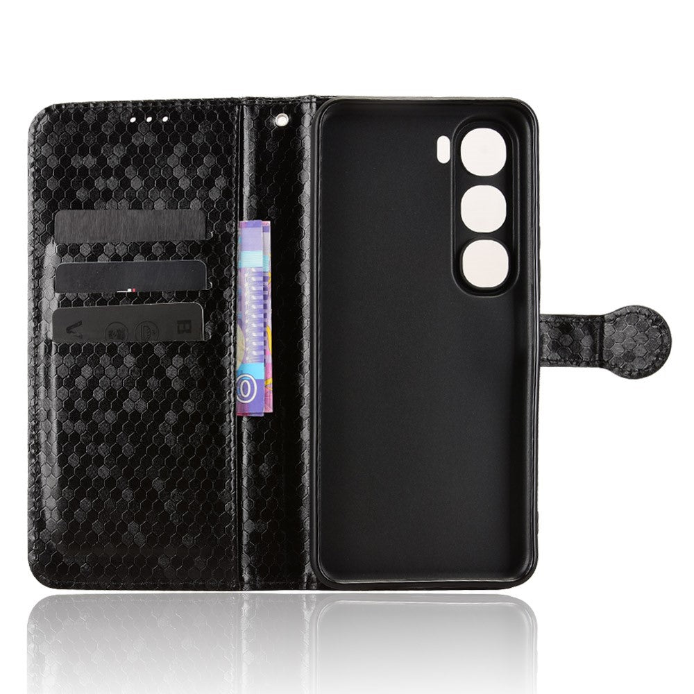 For vivo Y31 5G  /  Y21d Wallet Case Dot Pattern Imprint PU Leather Phone Cover with Wrist Strap
