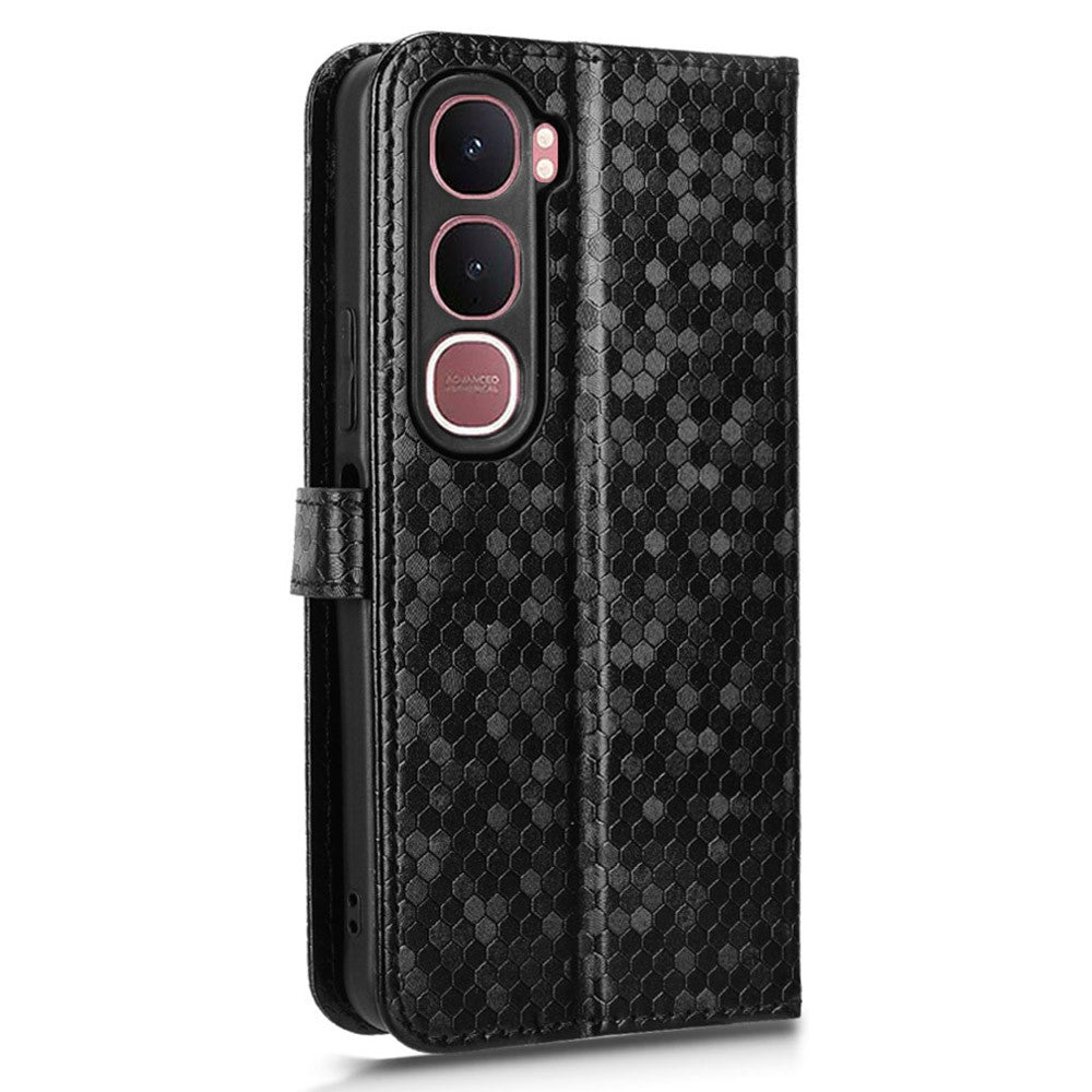 For vivo Y31 5G  /  Y21d Wallet Case Dot Pattern Imprint PU Leather Phone Cover with Wrist Strap