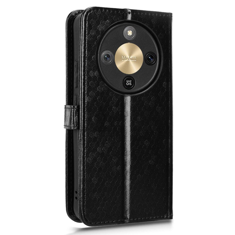 For Honor X70 5G  /  X9d 5G Wallet Case Dot Pattern Imprint PU Leather Phone Cover with Wrist Strap